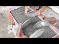 Creative ideas with cement // Build garden waterfalls from cement, leaves and ceramic pots