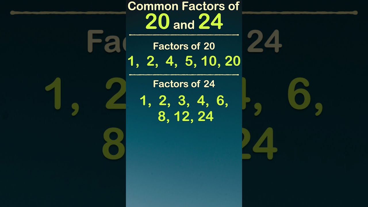 Common Factors Of 20 And 24 shorts commonfactor YouTube Common Factors Of 20 And 24 shorts commonfactor YouTube