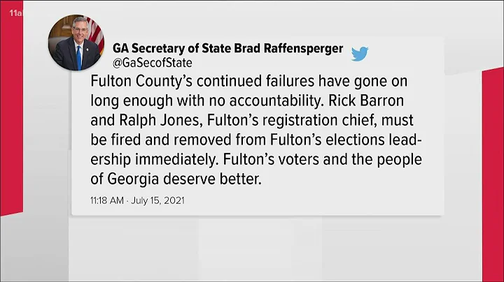 Georgia Sec. of State calls for firing of Fulton C...
