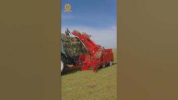 Tractor-towed square hay bale automatic pick-up and loading machine