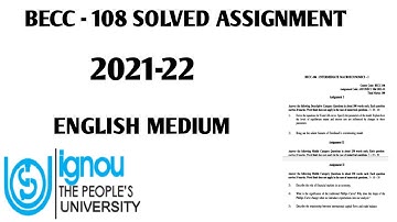 BECC-108 Solved assignment|| BECC - 108 solved assignment in ENGLISH||That was open study||