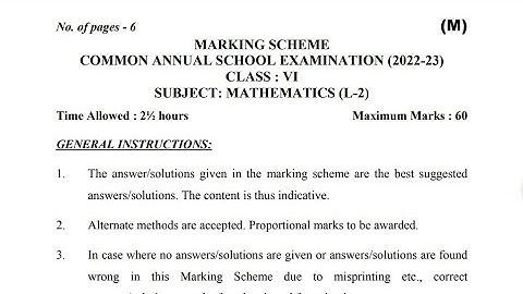 CLASS-6|MATHS|MARKING SCHEME |FULL SOLUTION VIDEO/2022-23|FINAL TERM EXAM|MATHS|MARKING SCHEMELEVEL2
