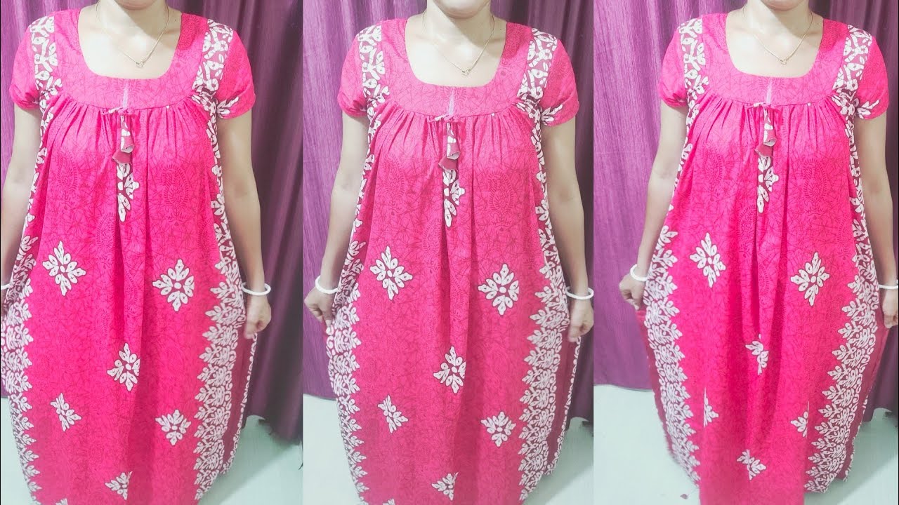 How to make yoke Nighty cutting Stitching Nighty cutting and