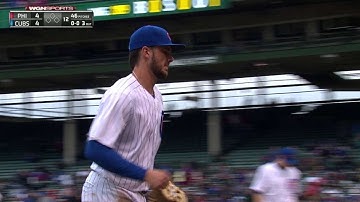 PHI@CHC: Bryant snags liner, throws to first for DP