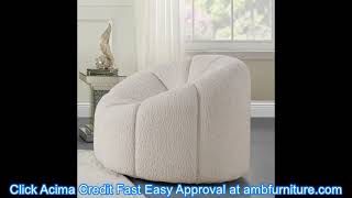 Acme LV00230 Everly quinn osmash white teddy sherpa fabric pappasan style swivel barrel chair