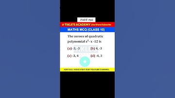 MATHS MCQ 40 (CLASS 10th) #shorts #maths #tiklesacademyofsuccess