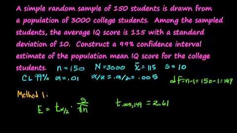 Confidence Interval Estimate of the Mean: Sigma Unknown-Ex 1.mp4