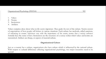 PSY510 Lecture 4 Organisational Psychology Short Lecture VU Lectures