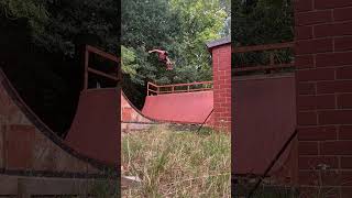 BMX rider does trick from halfpipe then falls forward and faceplants