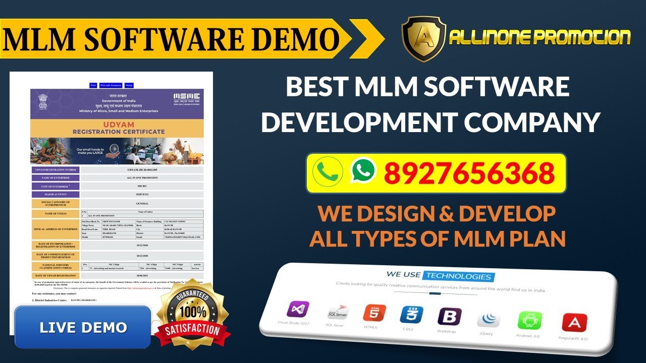 New MLM Software Live Demo I Best MLM Software Development Company I All MLM Software App Developed here