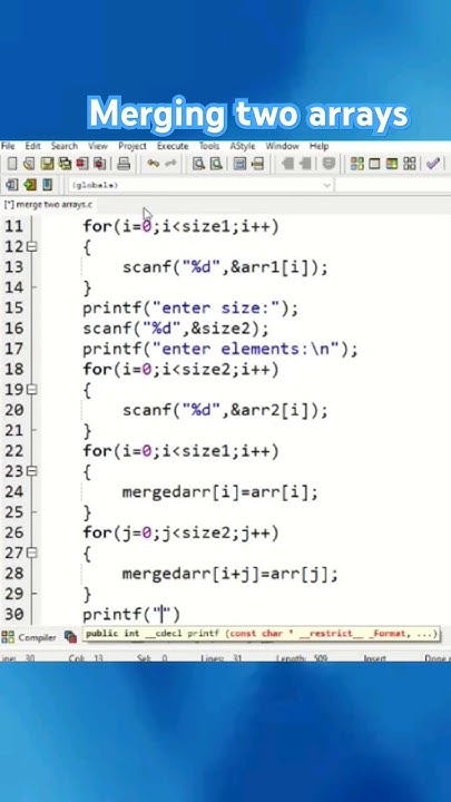 How to merge two arrays using C Language - YouTube
