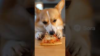 Cute Welsh Corgi Eating Cheese Pizza No Talking Asmr