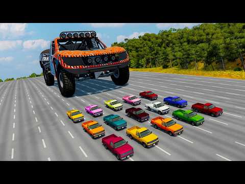 EXTREME Downhill Chases With GIANT CARS! - Complete CRASHES (BeamNG Drive)