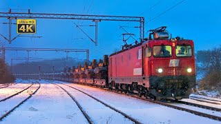 Military transport train 58800 (Mataruška Banja - Batajnica) Serbian Army tanks, Beograd Serbia [4K]