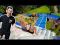 We Built A MEGA BACKYARD WATERSLIDE! (100FT+)