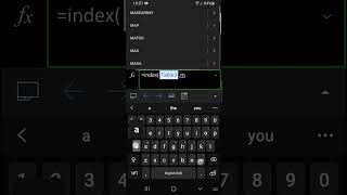 How to Use Index Match Formula in Excel Mobile #shorts