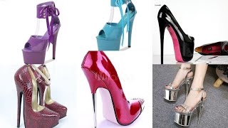 Comfortable leather and latex high heels pumps for ladies and girls