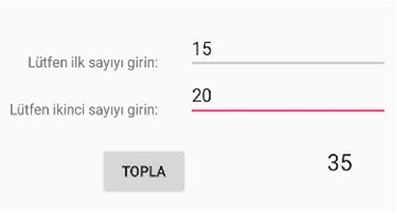 Android İki Sayıyı Toplama