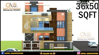 36'-0'x50'-0' West Facing  3D House Plan With Vastu | Latest House Plan | Gopal Architecture