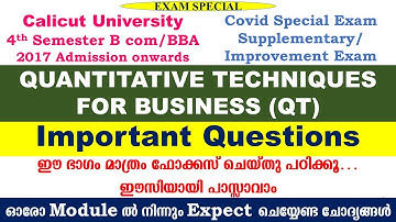 QT|4th sem Bcom/BBA|Important questions|Covid special exam| supplementary Improvement|2017 admission