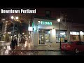 Walking in the Rain at Night | Downtown Portland | Binaural Audio 4k