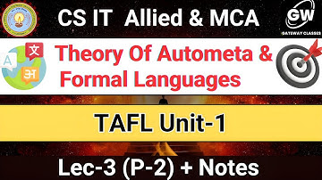 Lec-3 I Part-II UNIT-1 Theory of Automata and Formal Languages I TAFL I GATEWAY CLASSES I AKTU