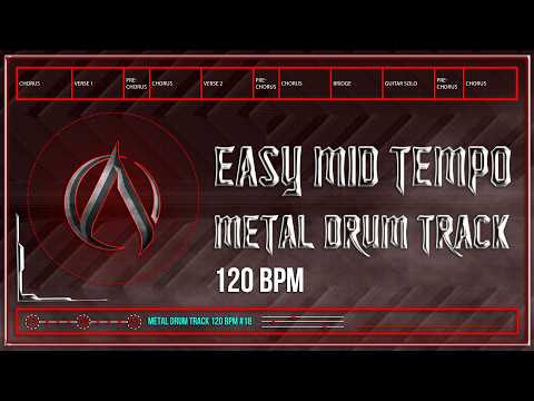 Easy Mid Tempo Metal Drum Track 120 BPM | Preset 3.0 (HQ,HD)