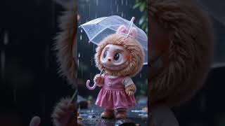 Cute Labubu in the Heavy Rain! ☔#labubu #cute #popmart #cutetoys #unboxing