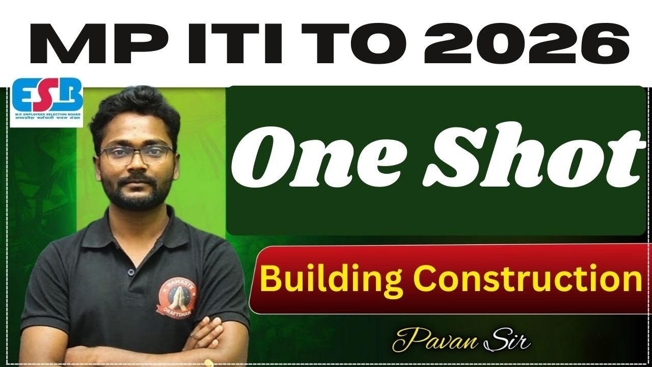 Building Construction One Shot Class I mp training officer vacancy 2026 I mp iti to draftsman civil