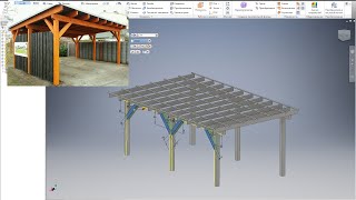 Carport | Навес для авто - чертёж наброски в CAD