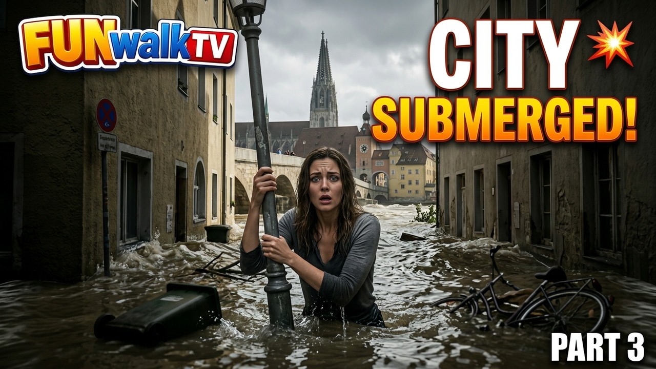 💥River Overflowing in Regensburg - City Streets DESTROYED by Flood⚡Part 3