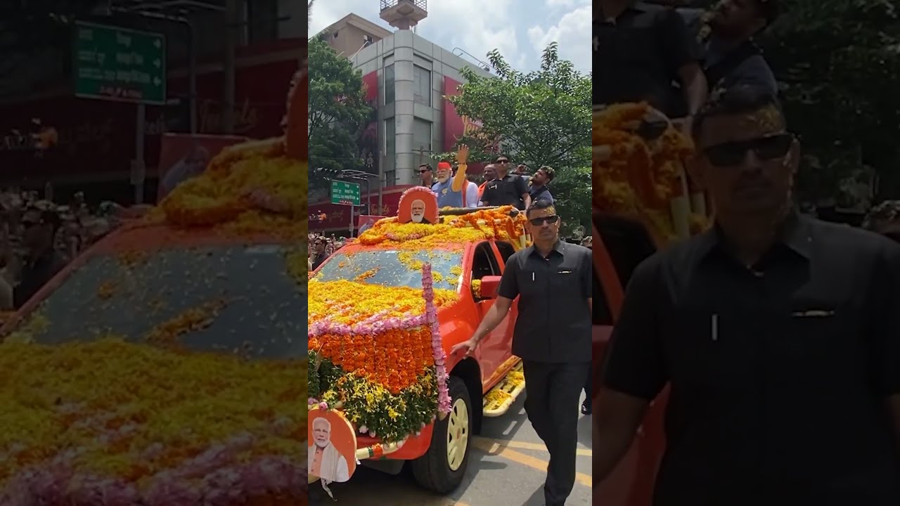 People shower flowers to welcome PM Modi  Bengaluru roadshow infuses new ENERGY  in BJPs campaign