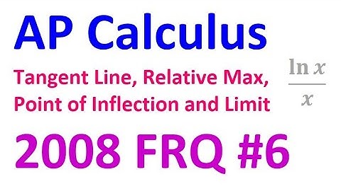 2008 FRQ 6 - Tangent Line Equation, Relative Max, Point of Inflection and Limit of a Natural Log Fun