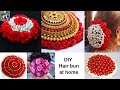 DIY 4 hair cup design Ideas at home/ How to make Cup hair bun / Beautiful bridal rose hair accessory