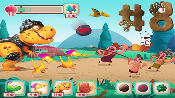 Dino Bash - Dinos v Cavemen #8 dinosaurs and their egg are under attack by hungry cavemen