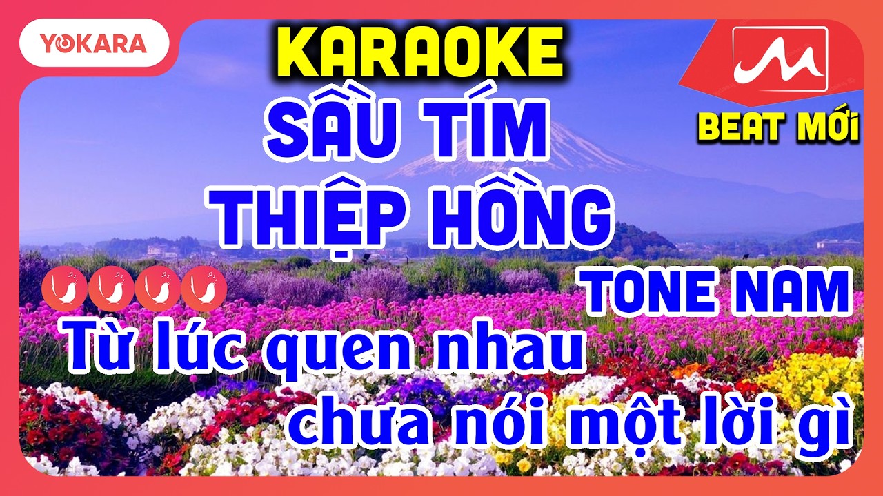 KARAOKE Sầu Tím Thiệp Hồng - TONE NAM | BEAT MỚI DỂ HÁT | YOKARA MOCTV