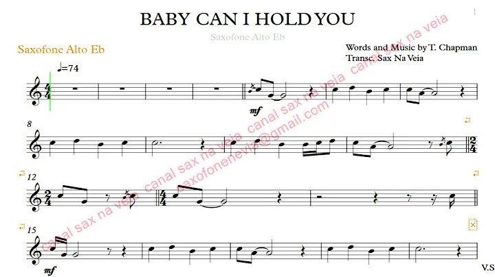 Baby Can I Hold You -Tracy Chapman - Alto Sax Eb v...