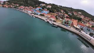 FPV drone flight over Vathy, Kefalonia, part of catamaran sailing practice in the Ionian sea