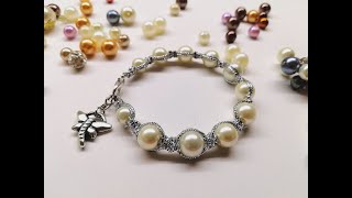 DIY, pearl bracelet, handmade, браслет из жемчуга