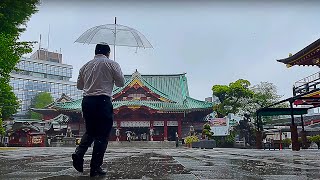 Rain &amp; Shrine: KANDA MYOJIN - Rain Sounds, City Noise | White Noise, Rain Ambience, ASMR Sleep