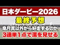 【日本ダービー2026】今年のクラシックは楽しみな馬ばかり!皐月賞を当てた勢いでここも通過点へ【最終予想】