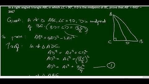 If D is the midpoint of BC, prove that AB2 = 4AD2 – 3AC2
