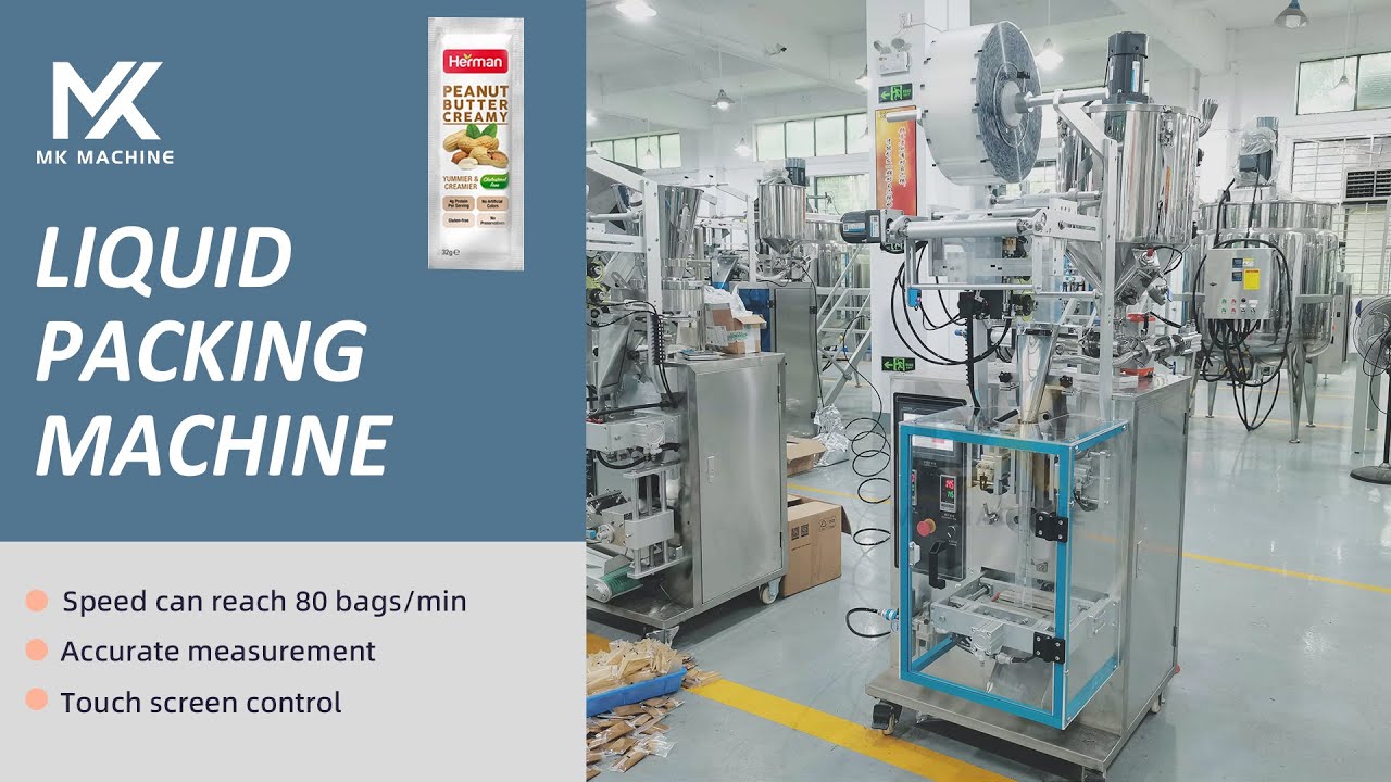 Full automatic liquid peanut sesame sauce packing machine - YouTube