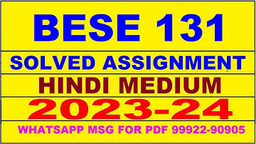 bese 131 solved assignment 2023-24 | bese 131 solved assignment in hindi 2024 | bese 131 2024