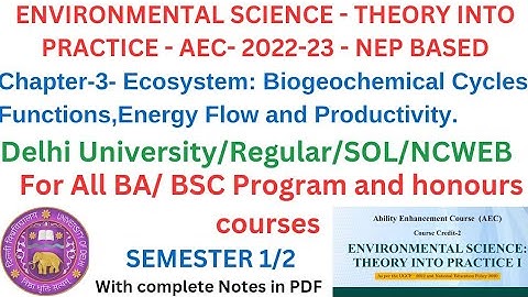 Environmental Science-Theory into practice- SEM 1/2 - DU/SOL/NCWEB/ REGULAR- AEC Chapter 3 Explained