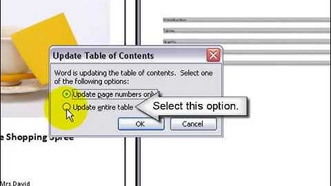 Updating The Table Of Contents Microsoft Word 2003
