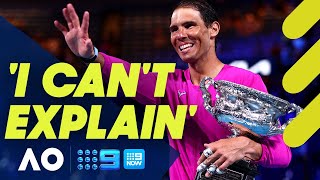 Rafael Nadal overwhelmed with emotion after 21st Grand Slam victory | Australian Open 2022