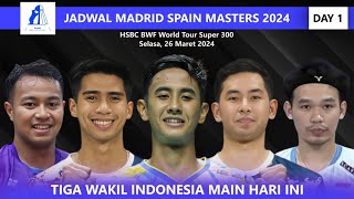 Jadwal Spain Masters 2024 Day 1. Hari Ini Pukul 16:00 WIB Live Youtube BWF TV #spainmasters2024