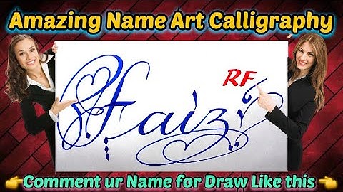 Faiz RF Name Signature Calligraphy Status | How to Draw, Cursive Calligraphy with Cut Marker