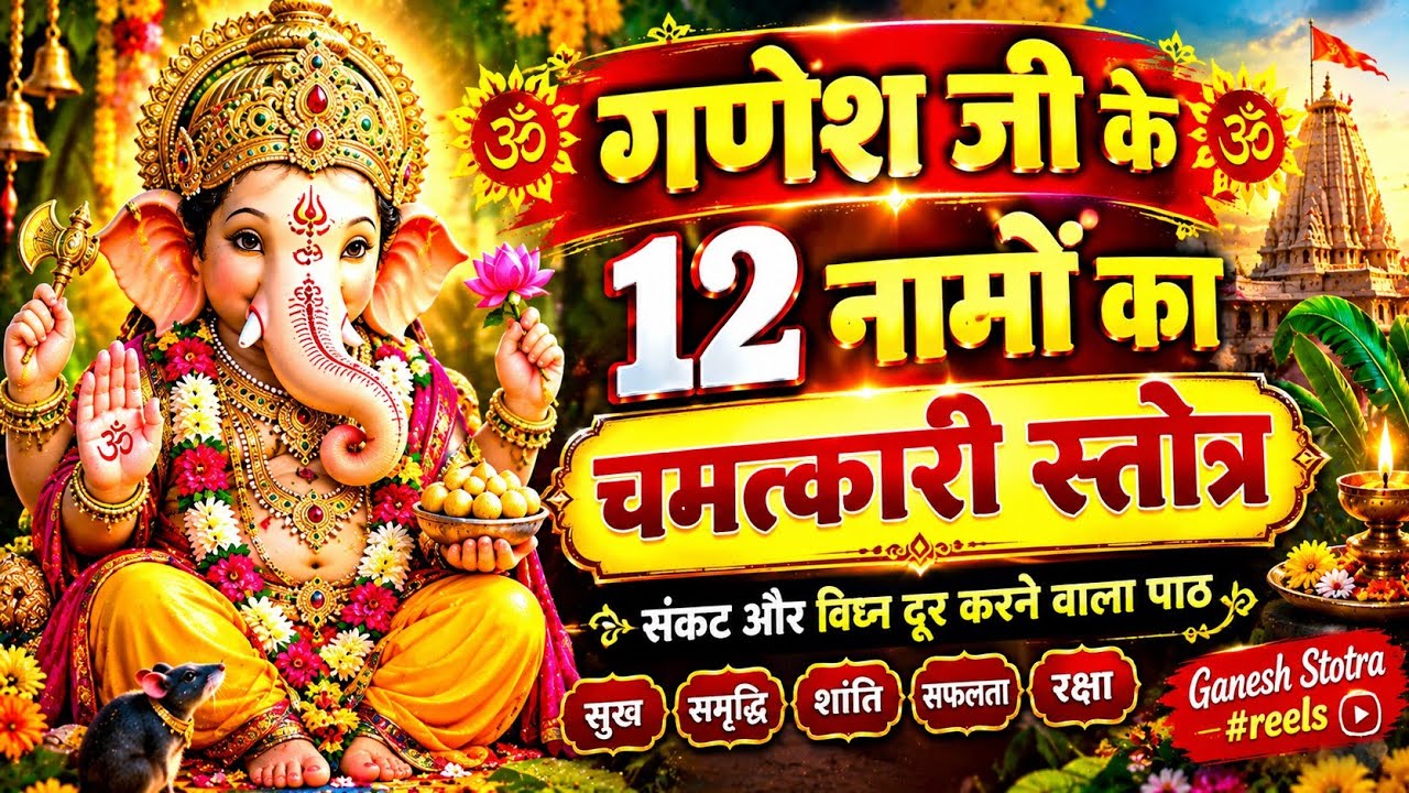 🚩 गणेश जी के 12 नामों का चमत्कारी स्तोत्र 🙏 संकट और विघ्न दू